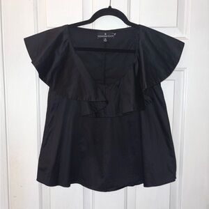 Pomander Place Tuckernuck Willabe Black Ruffle Cotton Top